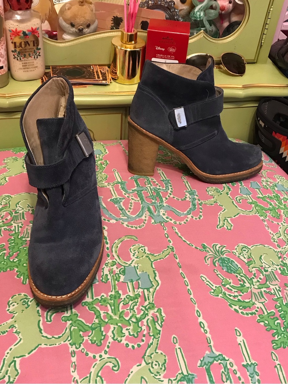 UGG Brienne Heeled Blue Suede Boots size 9